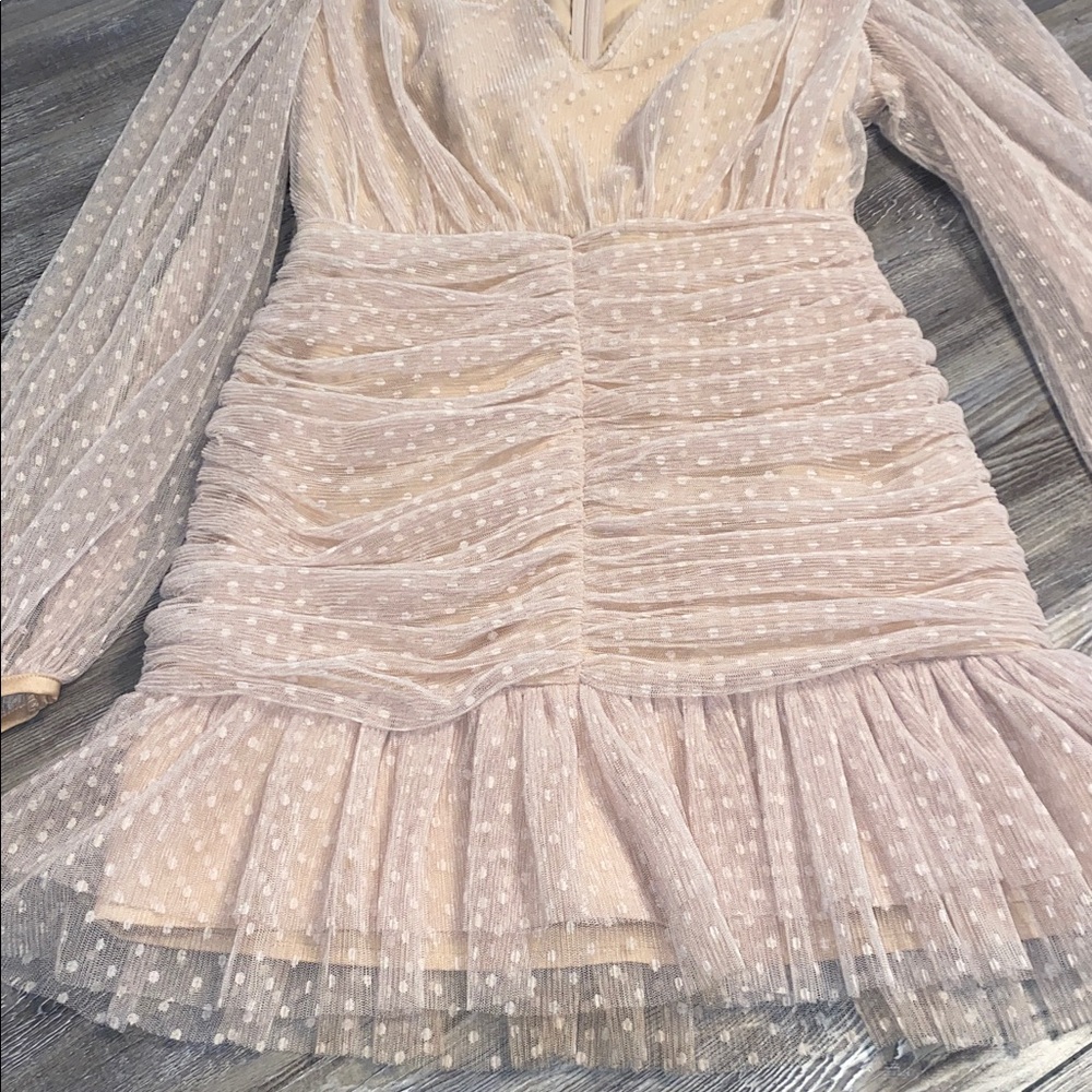 NWOT ENDLESS ROSE Tulle Ruched Dots Dress S - Picture 2 of 8